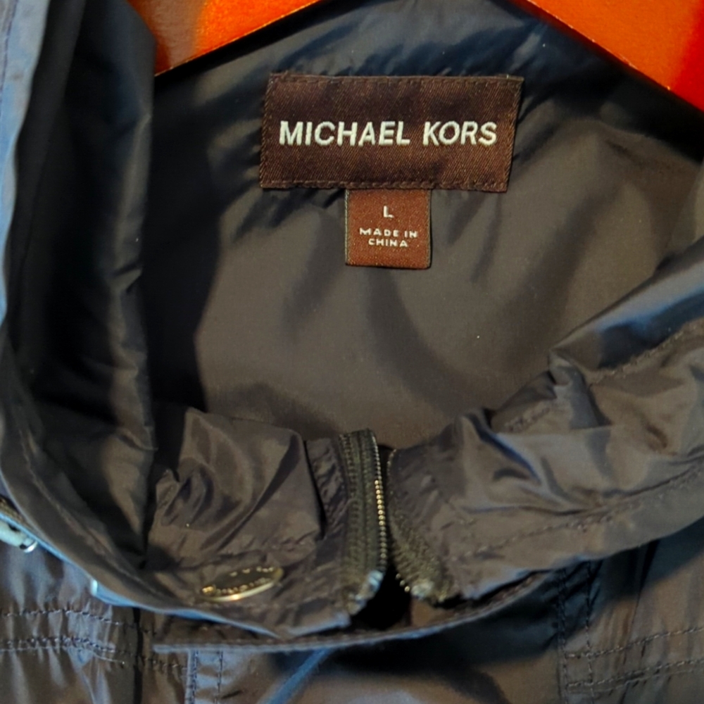 Men's Michael Kors Hooded Windbreaker Jacket Black Size Large